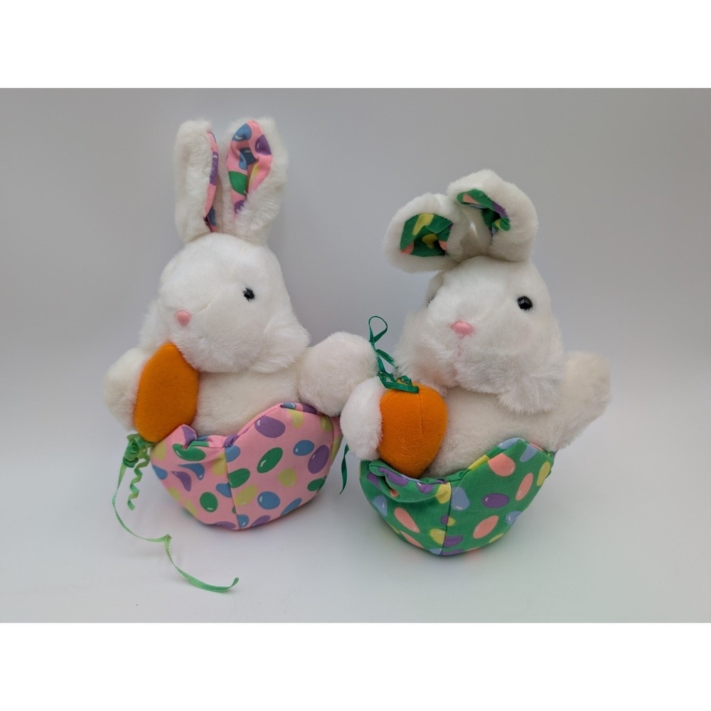 Easter Bunny Rabbit Plush Jellybean Baskets Lot of 2 TB Trading Co Stuffed